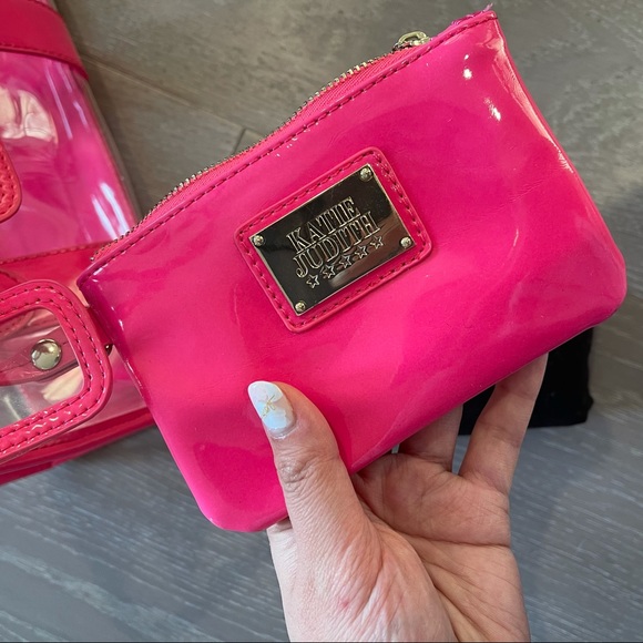 EUC ❤️‍🔥 TRANSPARENT NEON PINK 🩷 handbag handheld bag 🇭🇰i.t Katie Judith - Picture 9 of 15